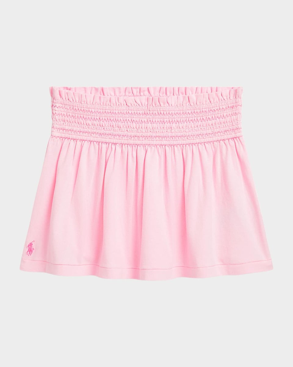 Girl's Jersey Smocked-Waistband Ruffle Skirt, Size 2-6X